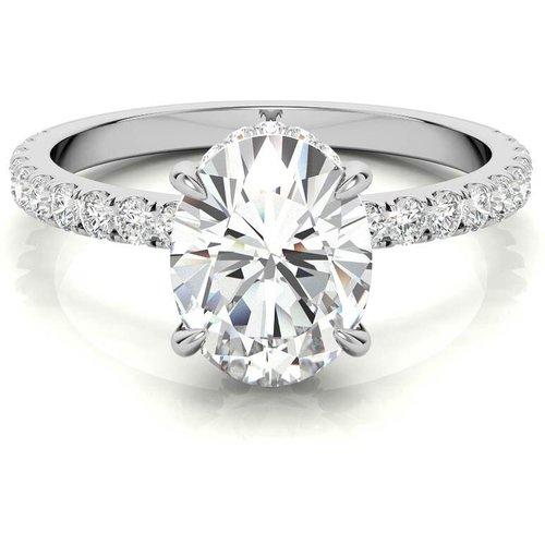10K White Gold Oval Cut Moissanite Engagement Ring