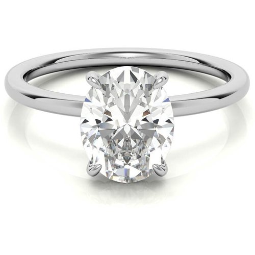 10K White Gold Oval Cut Solitaire Moissanite Engagement Ring