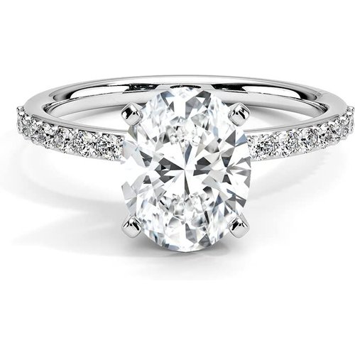 10K White Gold Oval Shaped Moissanite Engagement Ring