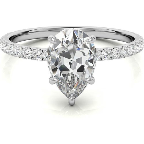 10K White Gold Pear Cut Moissanite Engagement Ring