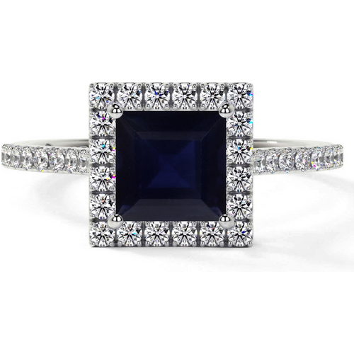 10K White Gold Princess Cut Custom Engagement Ring Gemstone Rings