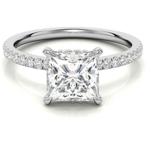10K White Gold Princess Cut Halo Moissanite Engagement Ring