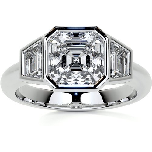 10K White Gold Princess Cut Three-Stone Moissanite Engagement Ring