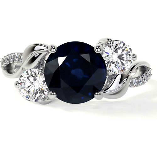 10K White Gold Round Cut Custom Engagement Ring Gemstone Rings
