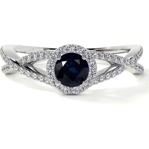 10K White Gold Round Cut Custom Infinity Symbol Engagement Ring Gemstone Anniversary Ring