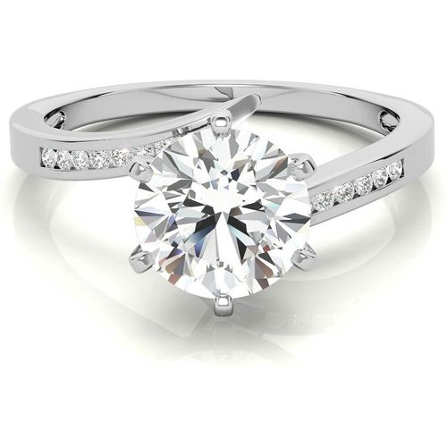 10K White Gold Round Cut Halo Moissanite Engagement Ring