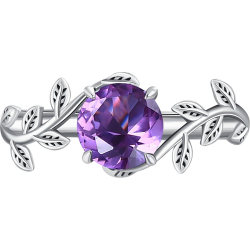 10K White Gold Round Cut Ivy & Custom Engagement Ring Gemstone Ring