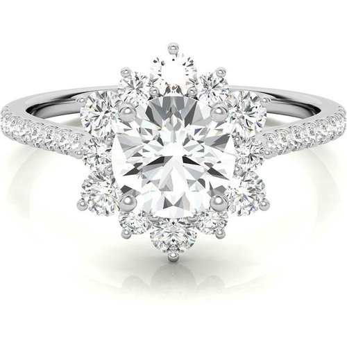 10K White Gold Round Cut Snowflake Moissanite Engagement Ring