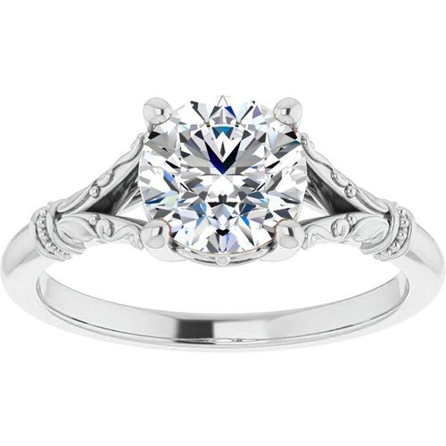 10K White Gold Round Cut Solitaire Moissanite Engagement Ring