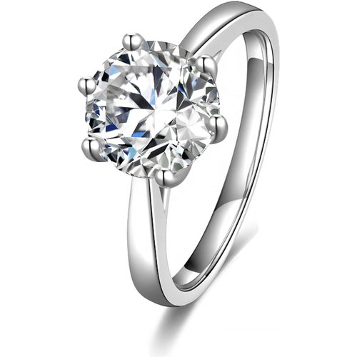 10K White Gold Round Moissanite Engagement Ring