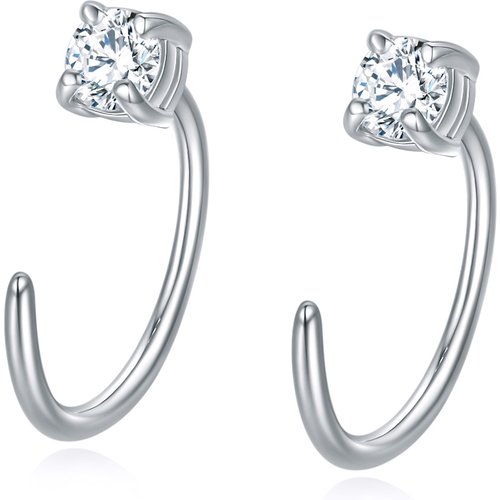 10K White Gold Cubic Zirconia Square Stud Earrings
