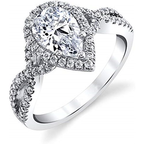 10K White Gold Teardrop/Pear-shaped Moissanite Engagement Ring