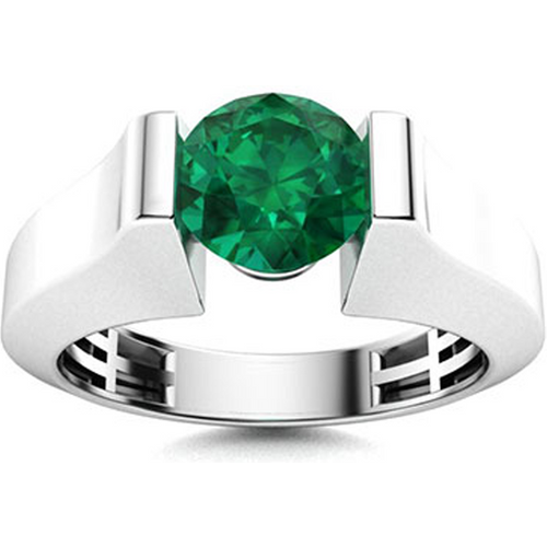 10K White Gold 1 to 5 CT Round Gemstone Engagement Band for Men