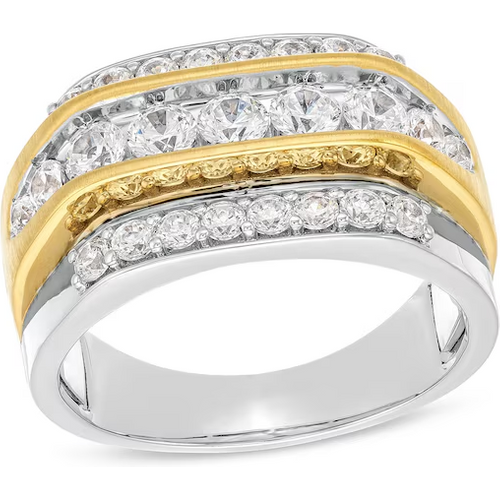10K Two Tone Gold 2 CT.T.W. Round Lab Created Diamond Custom Wedding Ring for Men D VVS1-VS1