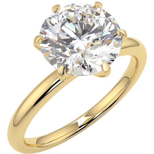 10K Yellow Gold 3 CT Round Moissanite Personalized Engraving & Engagement Ring