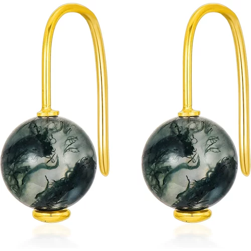 14K Earring with Moss Agate Drop Earrings as Gifts for Women