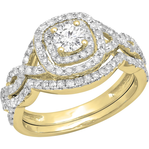 10K Gold 0.5 to 3 CT Round Lab Created Diamond Engagement Ring D Color VVS1 Clarity 3EX IGI Certified
