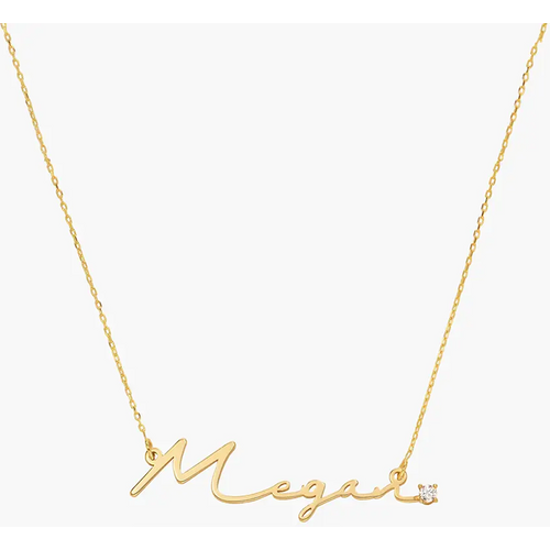 Sterling Silver with Yellow Gold Plated 0.05CT Lab Diamonds Personalized Classic Name Necklace