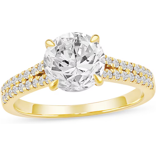 10K Gold 1 to 3.5 CT. T.W Round Cut Lab Created Diamond Engagement Ring D VVS1 Clarity 3EX IGI Certified