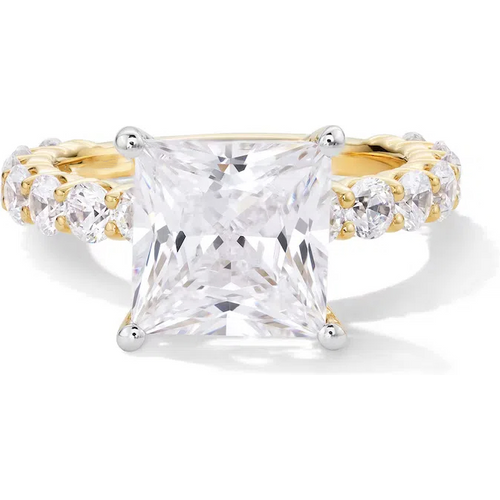 14K Gold 2 to 4.5 CT. T.W. Princess Cut Cut Lab Created Diamond Engagement Band D VVS1-VS1 3EX IGI Certified