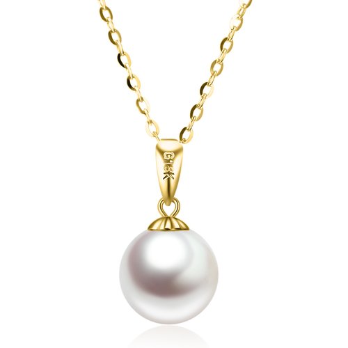 14K Yellow Gold Extender Circular Pearl Strand Necklace For Women