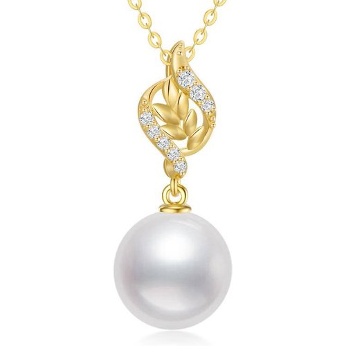 14K Gold Pearl With 5A Zircon Necklace For Women