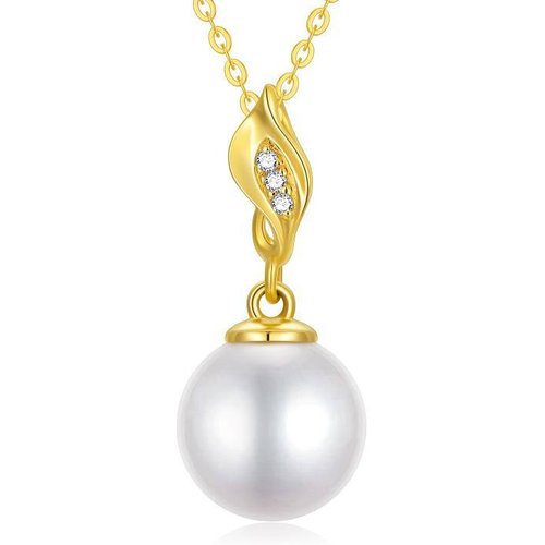 14K Gold Feather Freshwater Pearl Strand Necklace