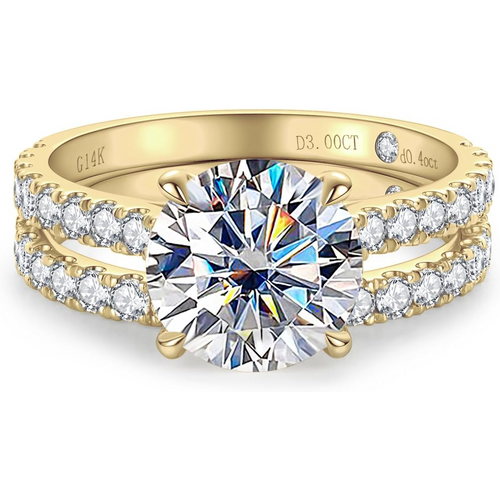 14K Gold 2.5 to 6 CT.T.W. Round Moissanite Engagement Ring Anniversary Rings Bridal Set