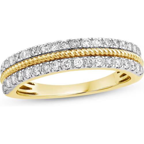 14K Gold Round Cut Diamond Custom Stackable Ring I Color I2 Clarity 3EX IGI Certified