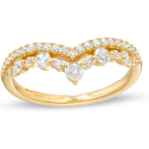 14K Gold Round Cut Diamond Custom Heart Stackable Ring I Color I2 Clarity 3EX IGI Certified
