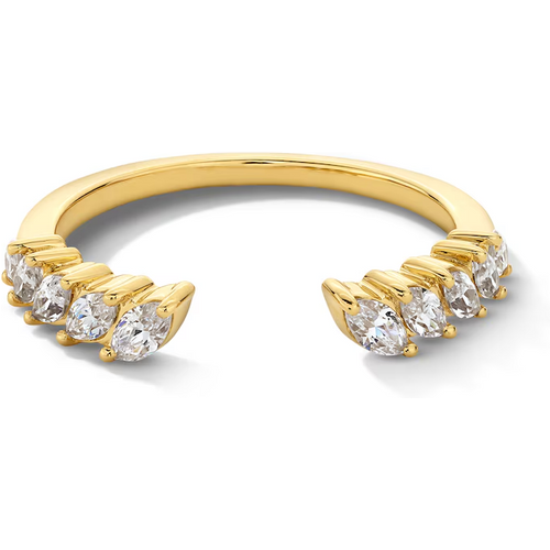 14K Gold 0.5 CT.T.W. Marquise Lab Created Diamond Tilted Open Shank Custom Stackable Anniversary Band D-VVS1 IGI