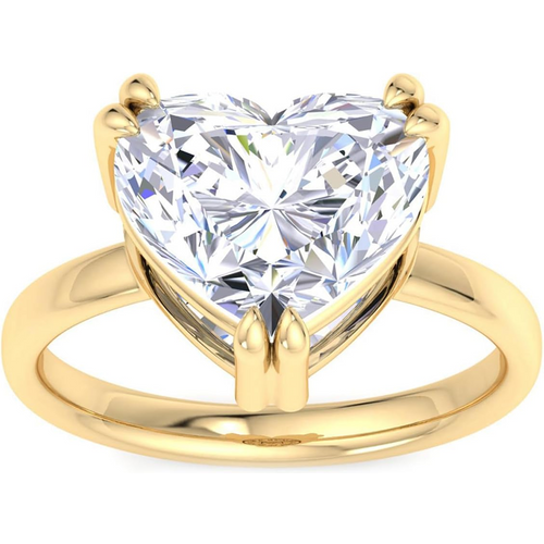 14K Gold Heart Shaped Lab Created Diamond Custom Personalized Engraving & Heart Ring G-H Color 3EX IGI Certified
