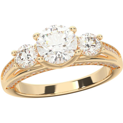 14K Gold 2 CT. T.W. Round Lab Created Diamond Custom Engagement Ring D Color VVS1-VS1 Clarity 3EX IGI Certified