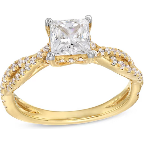 14K Gold 1 to 3.5 CT.T.W. Princess Cut Lab Created Diamond Custom Engagement Ring D Color 3EX IGI Certified