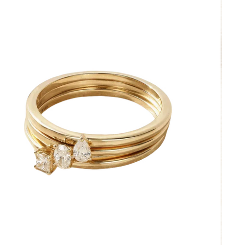14K Gold 0.6 CT. T.W. Oval Princess Pear Lab Created Diamond Custom Wedding Ring 3EX
