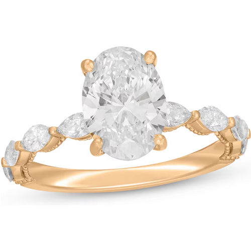14K Gold 1 to 3.5 CT.T.W. Oval Lab Created Diamond Engagement Band D-VVS1 IGI Certified