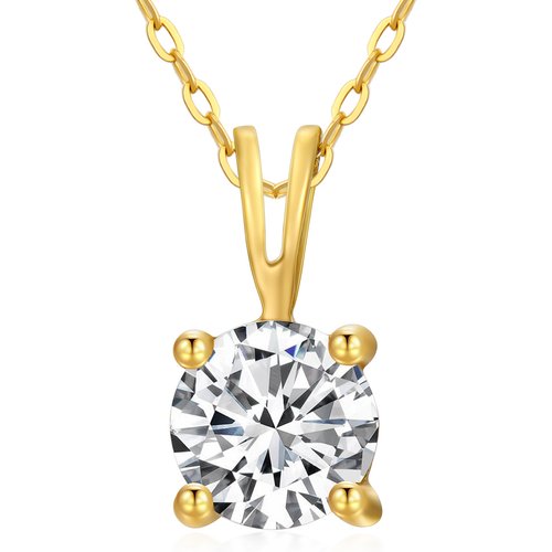 14K Gold 0.5 CT.T.W. Round Cut Lab Created Diamond Pendant Necklace