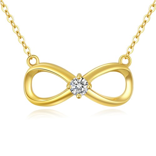 14K Gold 3.5 mm Moissanite Infinity Symbol Pendant Necklace