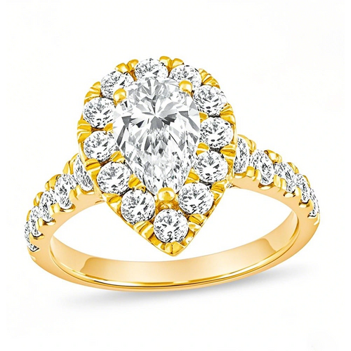 14K Gold 1.5 to 4 CT.T.W. Pear Cut Lab Created Diamond Custom Engagement Ring D VVS1-VS1 IGI Certified