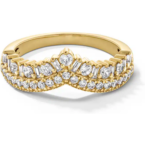 14K Gold 0.625 CT.T.W. Round Baguette Diamond Custom Wedding Ring D Color VVS1 Clarity 3EX