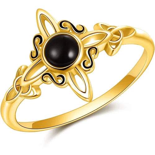 14K Gold Agate Celtic Knot Ring