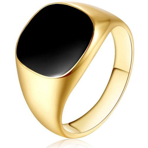 14K Gold Agate Circle Ring for Men