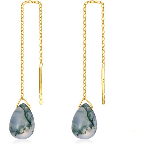 14K Gold Agate Drop Earrings