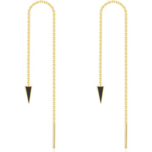 14K Gold Agate Triangle Drop Earrings