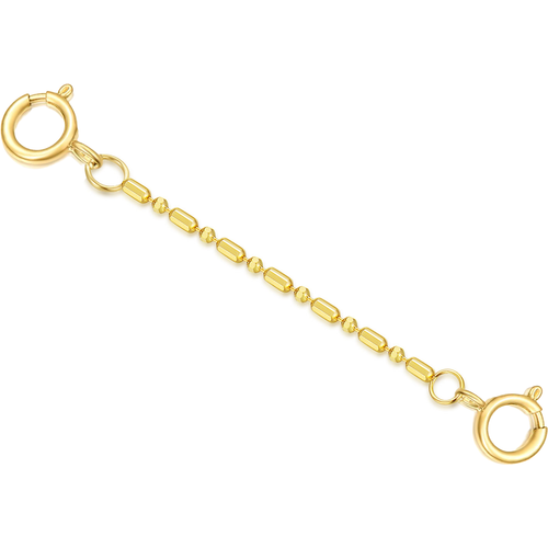14K Gold 1.2Mm 3Inch Alternating Bead Chain Extender Chain