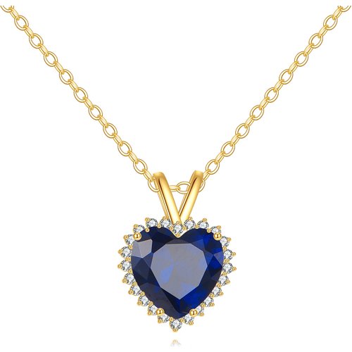 14K Gold Aquamarine & Moissanite Heart Pendant Necklace