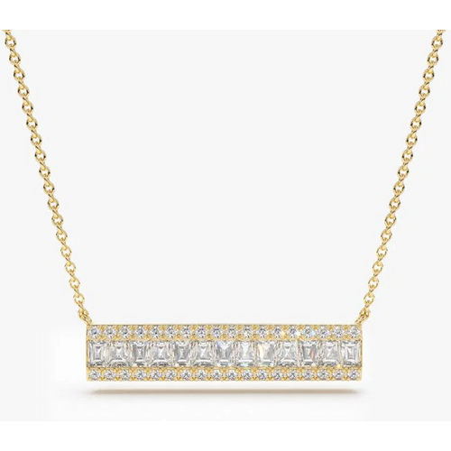 14K Gold Baguette Lab Diamond Horizontal Necklace