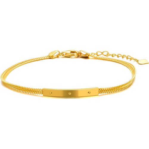 18K Gold Bar Identification Bracelet for Women