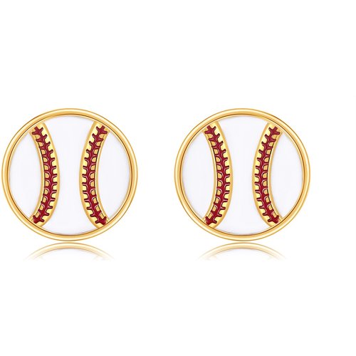 14K Gold Baseball Stud Earrings for Women