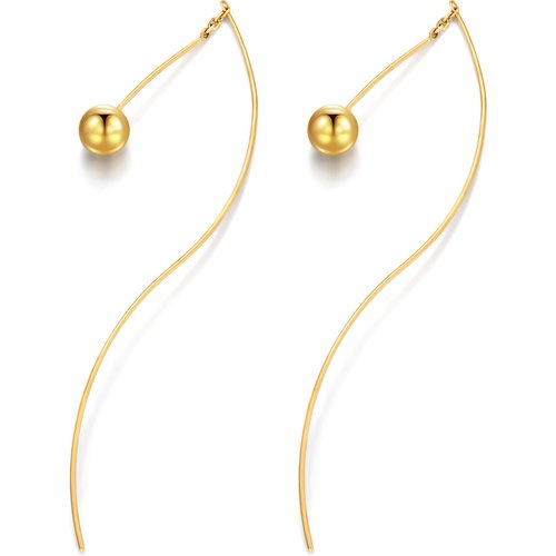 18K Gold Bead Drop Earrings